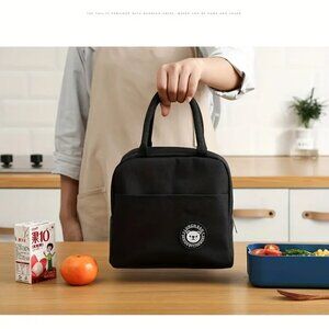 Lunch Bag Insulated With Bear Pattern Waterproof Black Small Folds Flat New